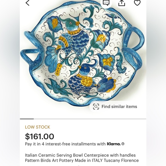 VINTAGE CERAMIC POTTERY BOWL w/HAND-PAINTED FLOWERS-SIGNATURE FROM ITALY - Picture 12 of 12